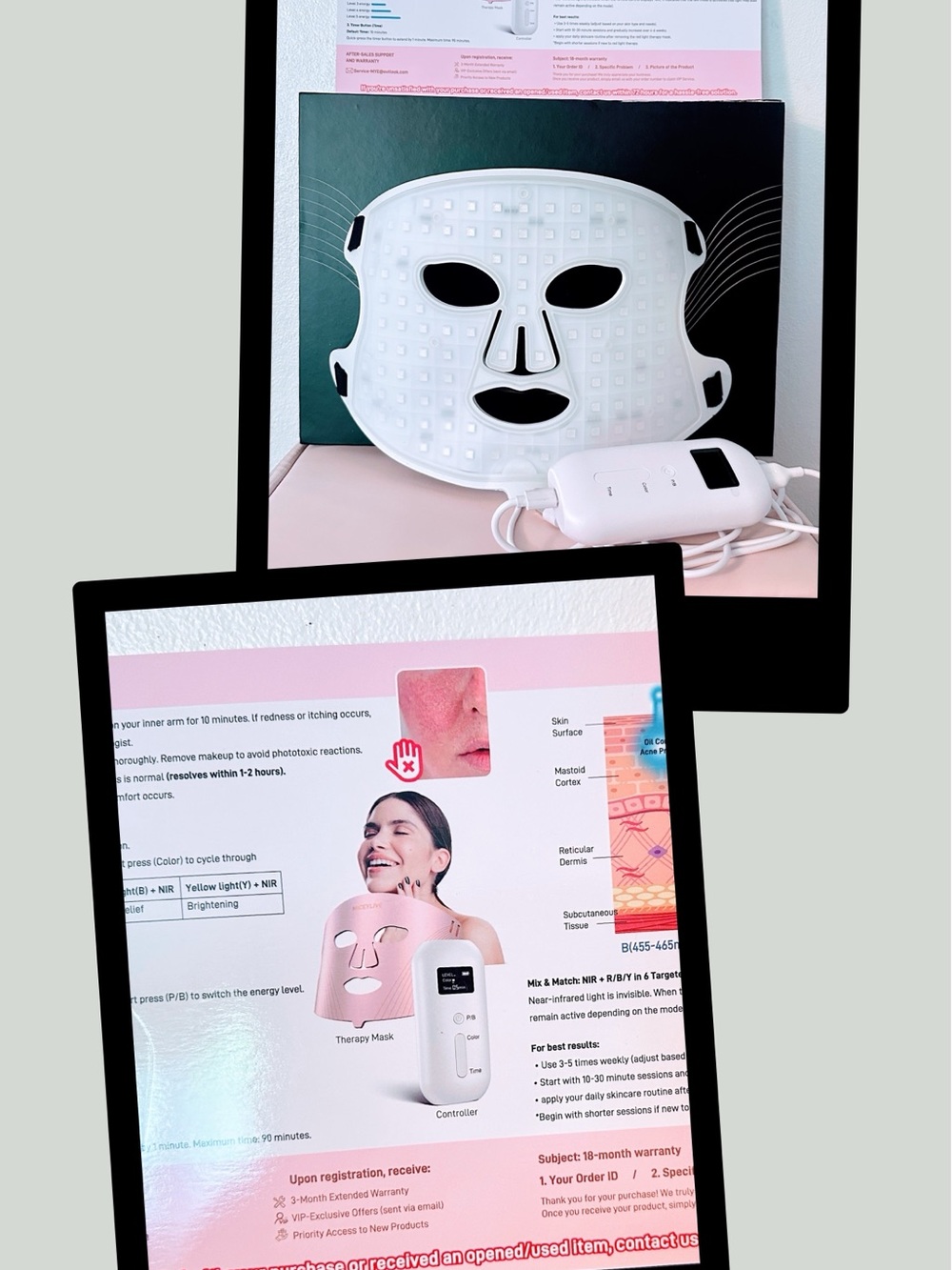 LED Light Therapy Face Mask - Pink